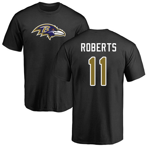 Men Baltimore Ravens Black Seth Roberts Name and Number Logo NFL Football #11 T Shirt